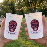 Custom Mexican Fiesta Party Cups - Personalized Day of The Dead Drinkware