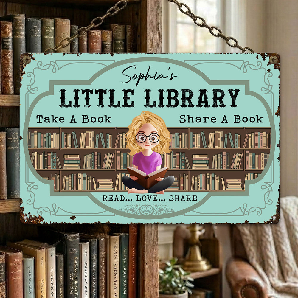 Little Book Box/ Free Library - Personalized Metal Sign
