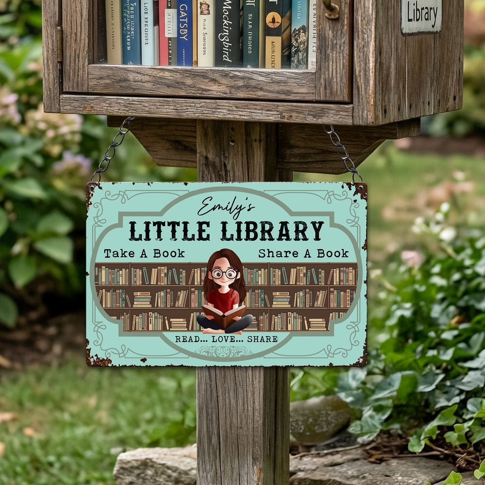 Little Book Box/ Free Library - Personalized Metal Sign