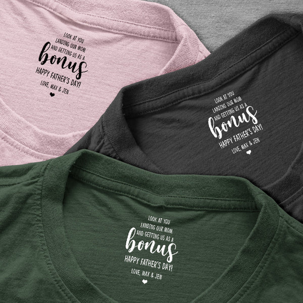 Look At You Landing Our Mom And Getting Us As A Bonus - Personalized Shirt | Funny Bonus Dad Gift