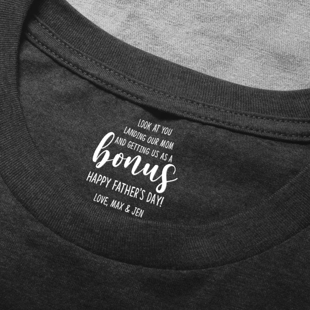 Look At You Landing Our Mom And Getting Us As A Bonus - Personalized Shirt | Funny Bonus Dad Gift