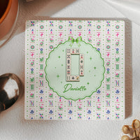 Personalized Mahjong Coasters - Custom Initial & Name Game Night Drink Mat