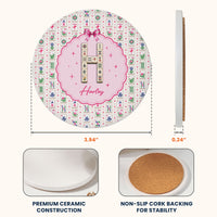 Personalized Mahjong Coasters - Custom Initial & Name Game Night Drink Mat