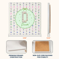 Personalized Mahjong Coasters - Custom Initial & Name Game Night Drink Mat