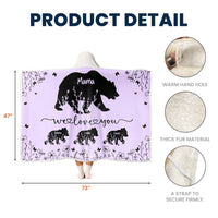 Mother's Day Gifts, Mama Bear We Love You Floral Version - Personalized Wearable Blanket
