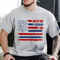 Man Of God, Husband, Dad, Papa Kids' Names Sleeve - Personalized Shirt