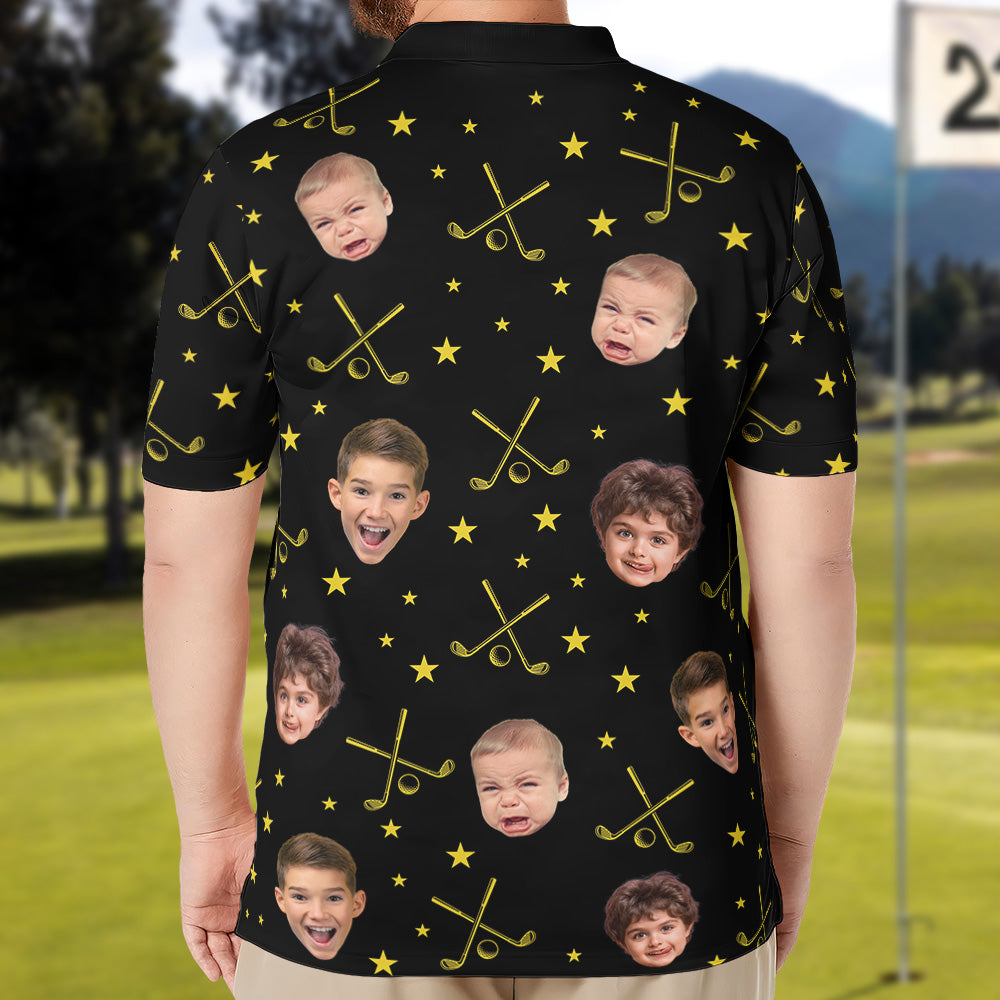 Father's Day Gifts, May The Course Be With You Daddy - Custom Faces - Personalized Photo Polo Shirt