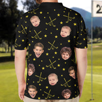 Father's Day Gifts, May The Course Be With You Daddy - Custom Faces - Personalized Photo Polo Shirt