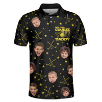 Father's Day Gifts, May The Course Be With You Daddy - Custom Faces - Personalized Photo Polo Shirt