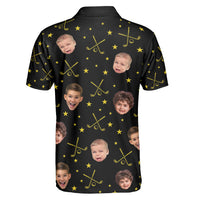 Father's Day Gifts, May The Course Be With You Daddy - Custom Faces - Personalized Photo Polo Shirt
