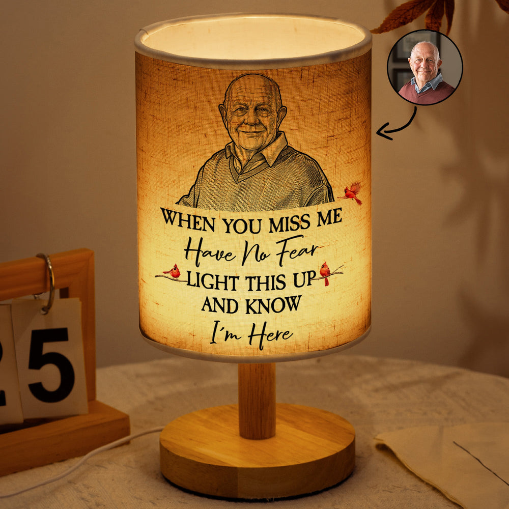 Memorial Gift Custom Photo Sketch Line Art - Personalized Fabric Lamp