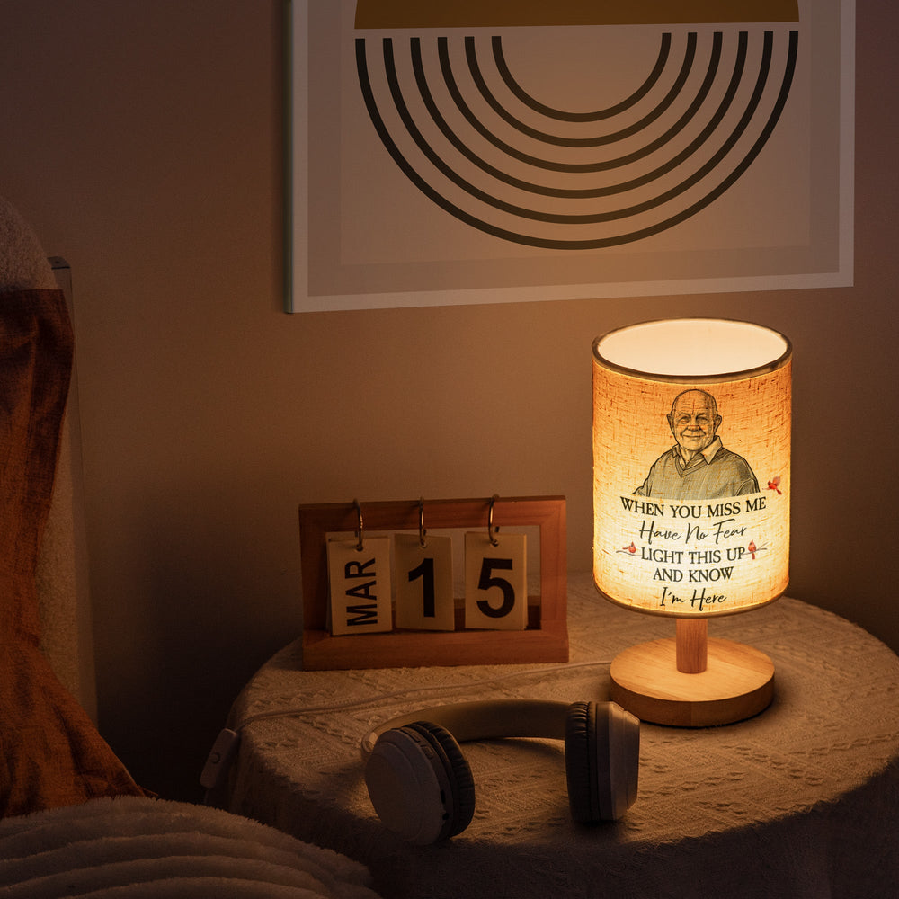 Memorial Gift Custom Photo Sketch Line Art - Personalized Fabric Lamp
