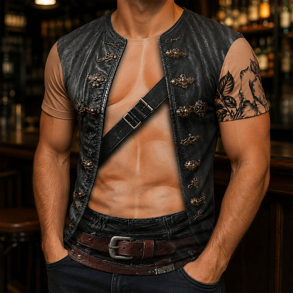 Funny 3D Pirate Costume Shirt - Mens Muscular Halloween & Renaissance Fair Gift