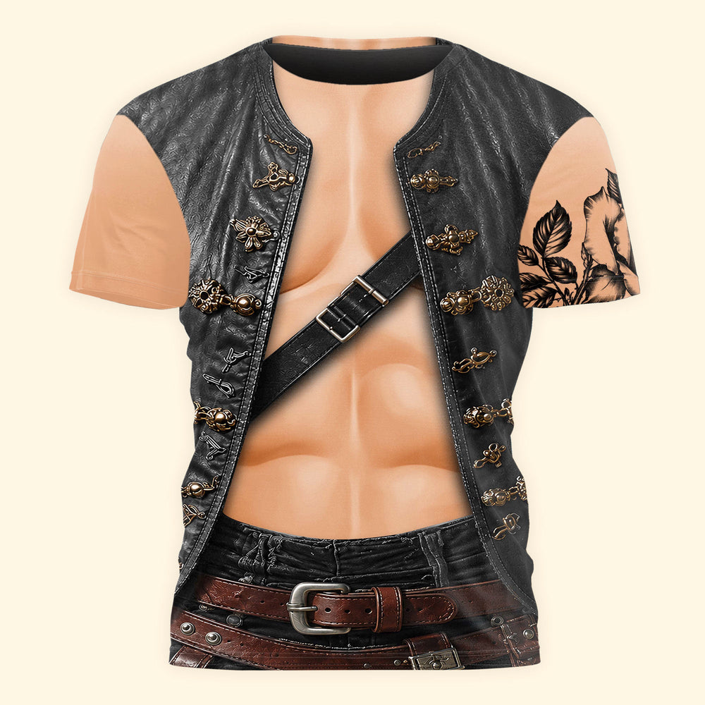 Funny 3D Pirate Costume Shirt - Mens Muscular Halloween & Renaissance Fair Gift