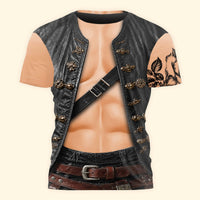 Funny 3D Pirate Costume Shirt - Mens Muscular Halloween & Renaissance Fair Gift