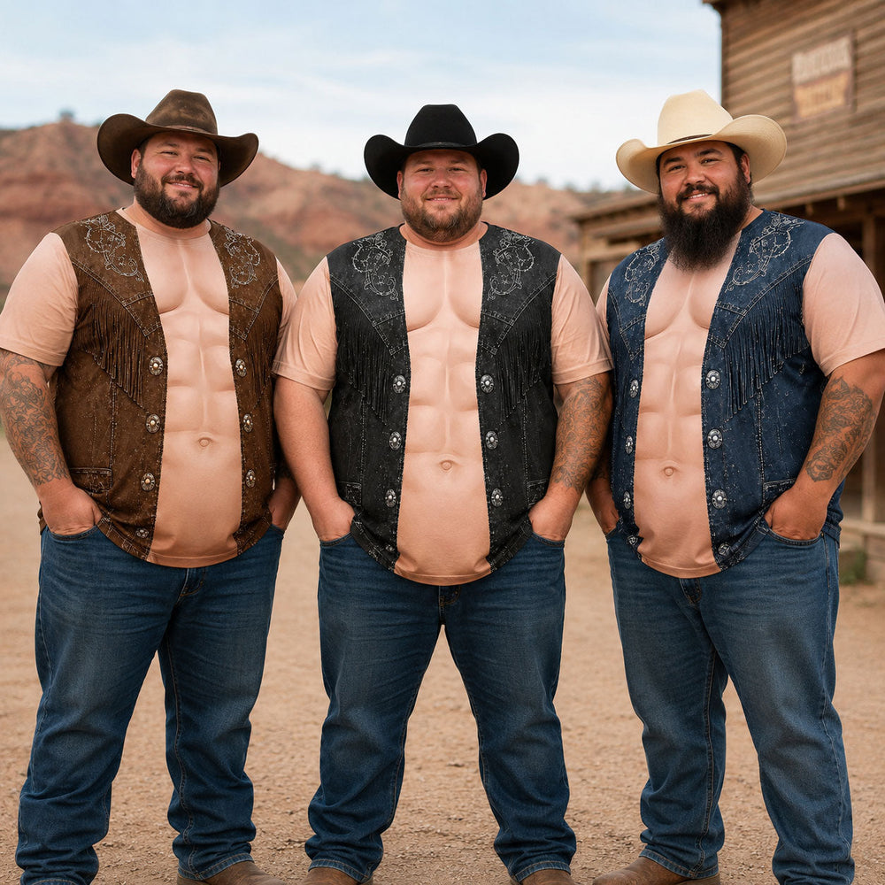 Funny 3D Cowboy Costume T-Shirt - Adult Halloween Cosplay & Bachelor Party Shirt