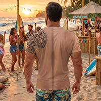 Personalized Mens 3D Muscular Hawaiian Tattoo Shirt - Funny Beach & Halloween Gift