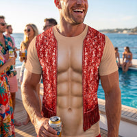 Funny 3D Muscular Chest Sequin Vest Shirt - Mens Summer Beach & Party Gift