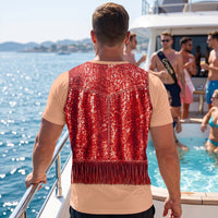 Funny 3D Muscular Chest Sequin Vest Shirt - Mens Summer Beach & Party Gift