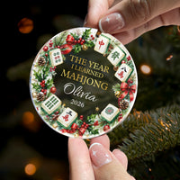 Custom Name Mahjong Acrylic Ornament - Merry Mahjong Holiday Keepsake Gift