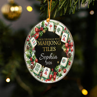 Custom Name Mahjong Acrylic Ornament - Merry Mahjong Holiday Keepsake Gift