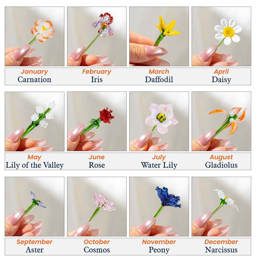 Message Gift Glass Flower Bouquet - Personalized Glass Flowers