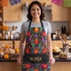 Personalized Mexican Floral Fiesta Apron - Custom Name Cinco De Mayo & Day of the Dead Kitchen Gift