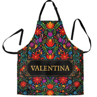 Personalized Mexican Floral Fiesta Apron - Custom Name Cinco De Mayo & Day of the Dead Kitchen Gift