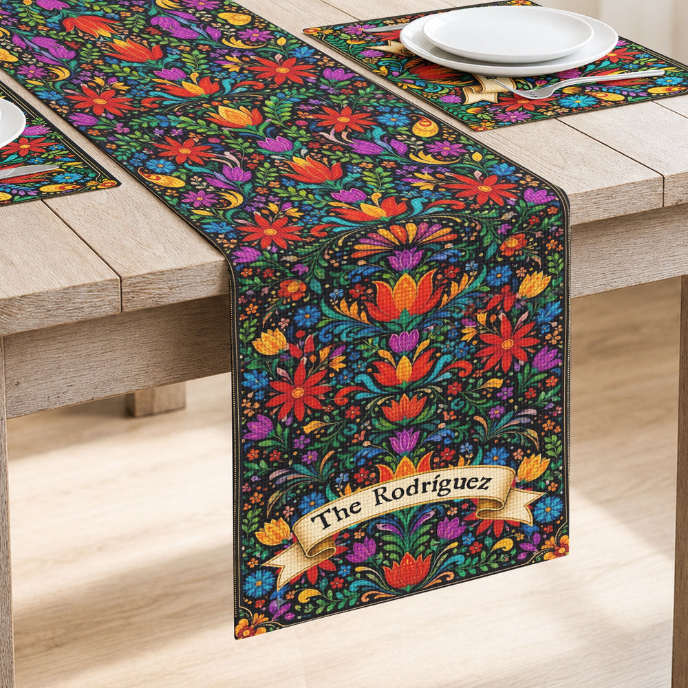 Mexican Cinco De Mayo Floral Fiesta Dia De Los Muertos - Personalized Table Runner Set