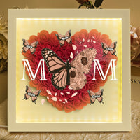 Mom - Butterfly Version - Personalized Flower Shadow Box With LED Light