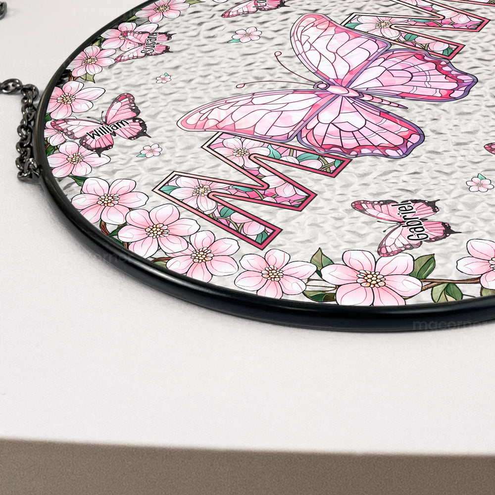 Mom Gifts Butterflies - Personalized Stained Glass Window Hanging Suncatcher