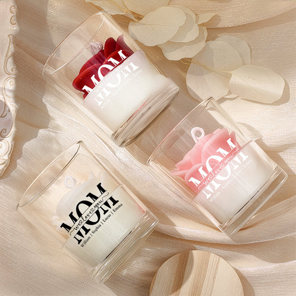 Mom, Mama, Mum We Love You - Personalized Floral Soy Wax Candle