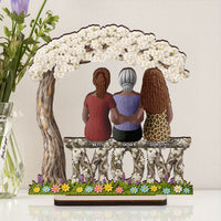 Mom And Children Sitting Together - Personalized Wooden Plaque