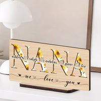 Mom, Grandma, Gigi Floral Sign With Kids' Names - Personalized Wooden Plaque