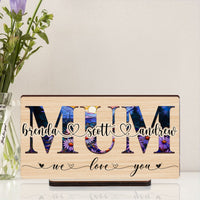 Mom, Grandma, Gigi Floral Sign With Kids' Names - Personalized Wooden Plaque