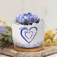 Mom Grandma Hearts Custom Kids' Names - Personalized Ceramic Plant Pot