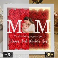 Mom, Mum, Mam - Mother's Day Gift, Happy 1st Mother's Day - Personalized Photo Flower Shadow Box With LED Light