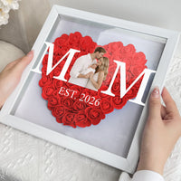 Mom, Mum, Mam - Mother's Day Gift, Happy 1st Mother's Day - Personalized Photo Flower Shadow Box With LED Light