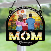 Mom We Love You Mother's Day Gift For Her Ver 2 - Personalized Window Hanging Suncatcher