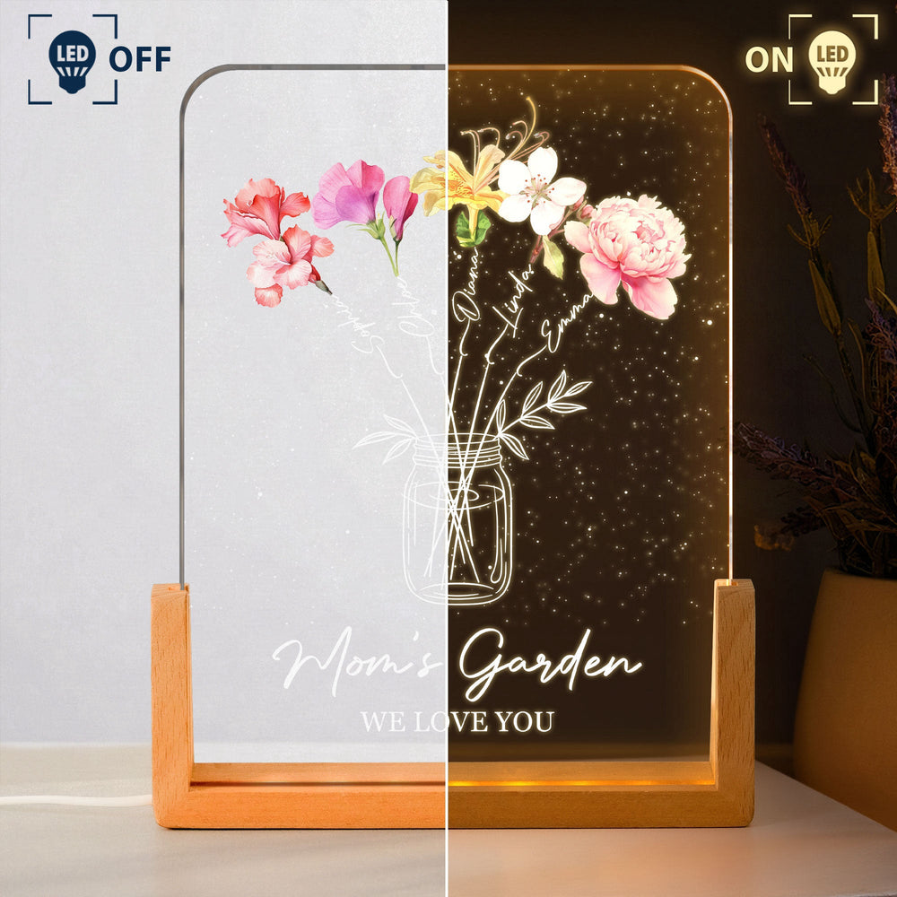 Mother's Day Gifts, Mom's Garden We Love You - Custom Kids' Birth Flowers - Personalized Night Light