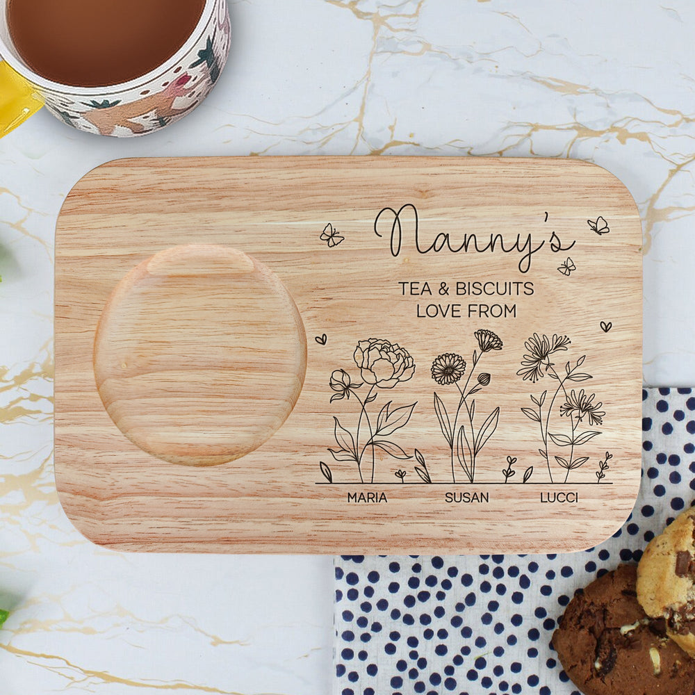 Mommy's Coffee & Cakes - Tea, Coffee Board For Mom, Grandma - Custom Biscuit Board