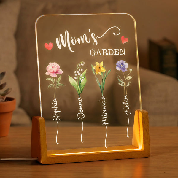 Mom's Garden Custom Birth Flower Mother's Day Gift For Mom, Wife - Personalized Night Light