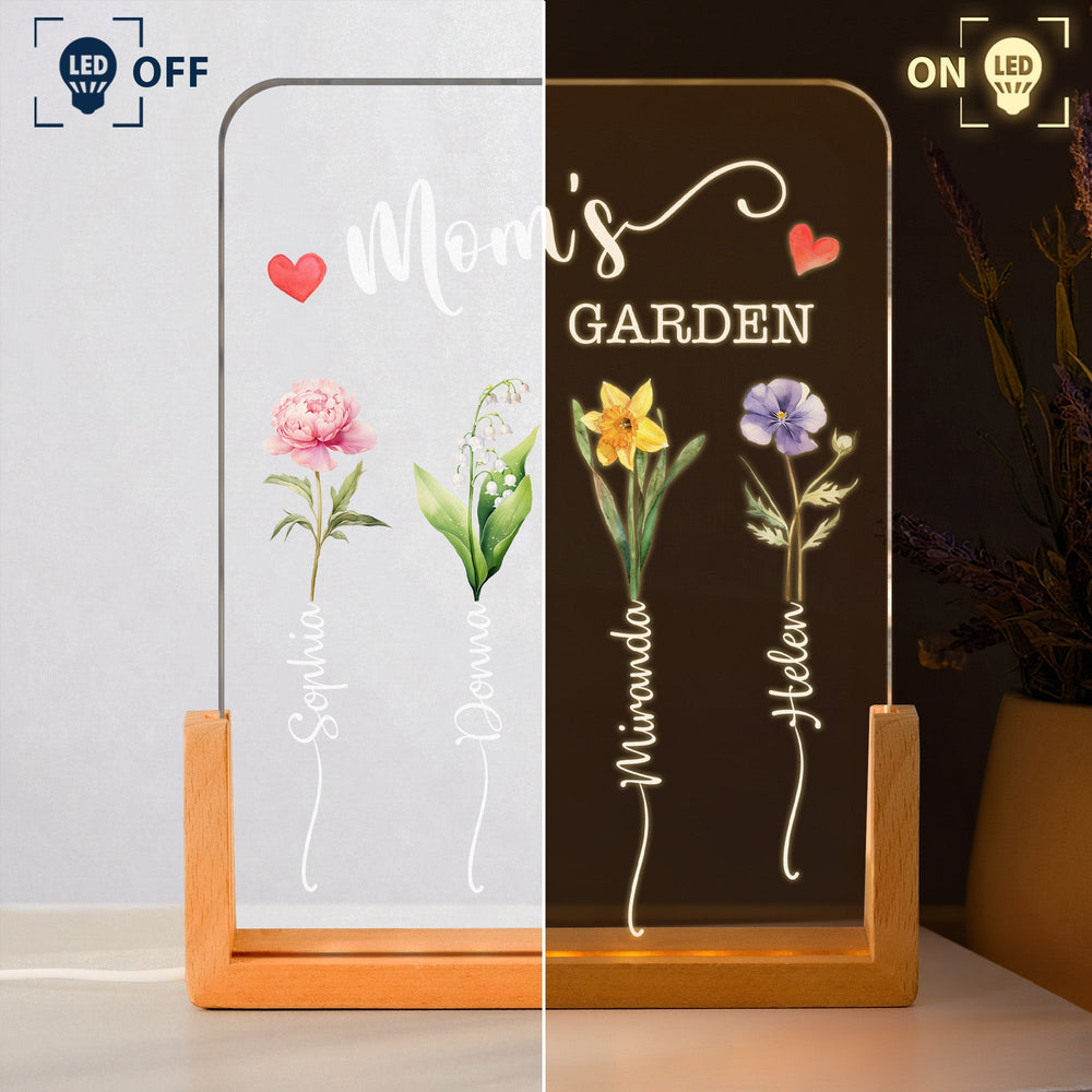 Mom's Garden Custom Birth Flower Mother's Day Gift For Mom, Wife - Personalized Night Light