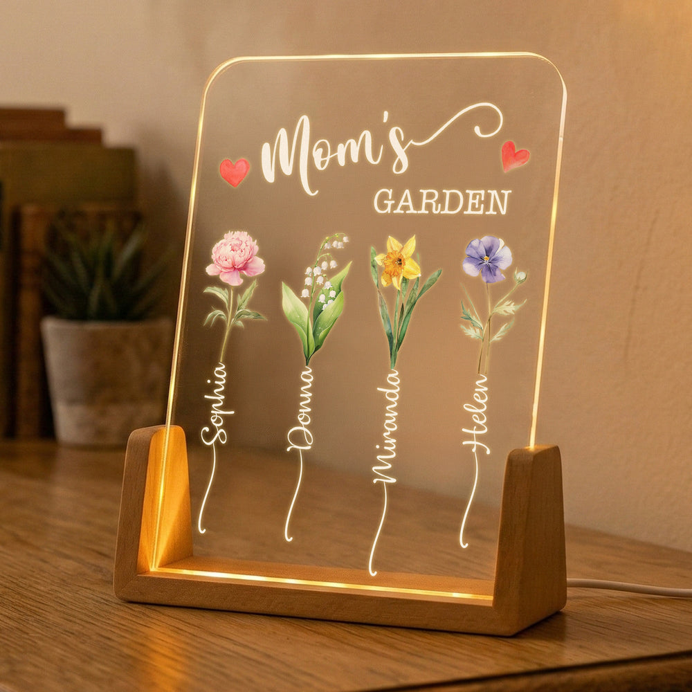 Mom's Garden Custom Birth Flower Mother's Day Gift For Mom, Wife - Personalized Night Light
