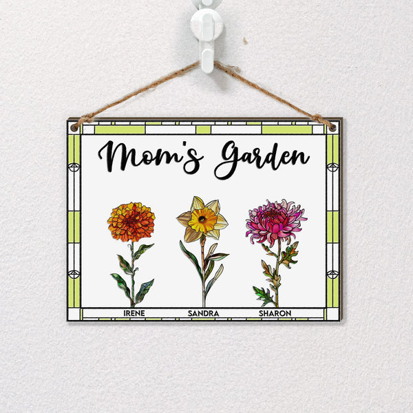 Mom's Garden Mother's Day Gift For Her - Personalized Wood Sign