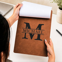 Personalized Monogram Leather Clipboard, Custom Name Magnetic Folder Gift for Teacher & Coach
