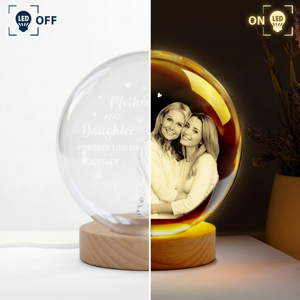 Mother And Daughter Forever Linked Together - Personalized Night Light