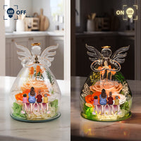 Mother & Children Forever Linked Together - Personalized Flower In Glass Angel Figurines