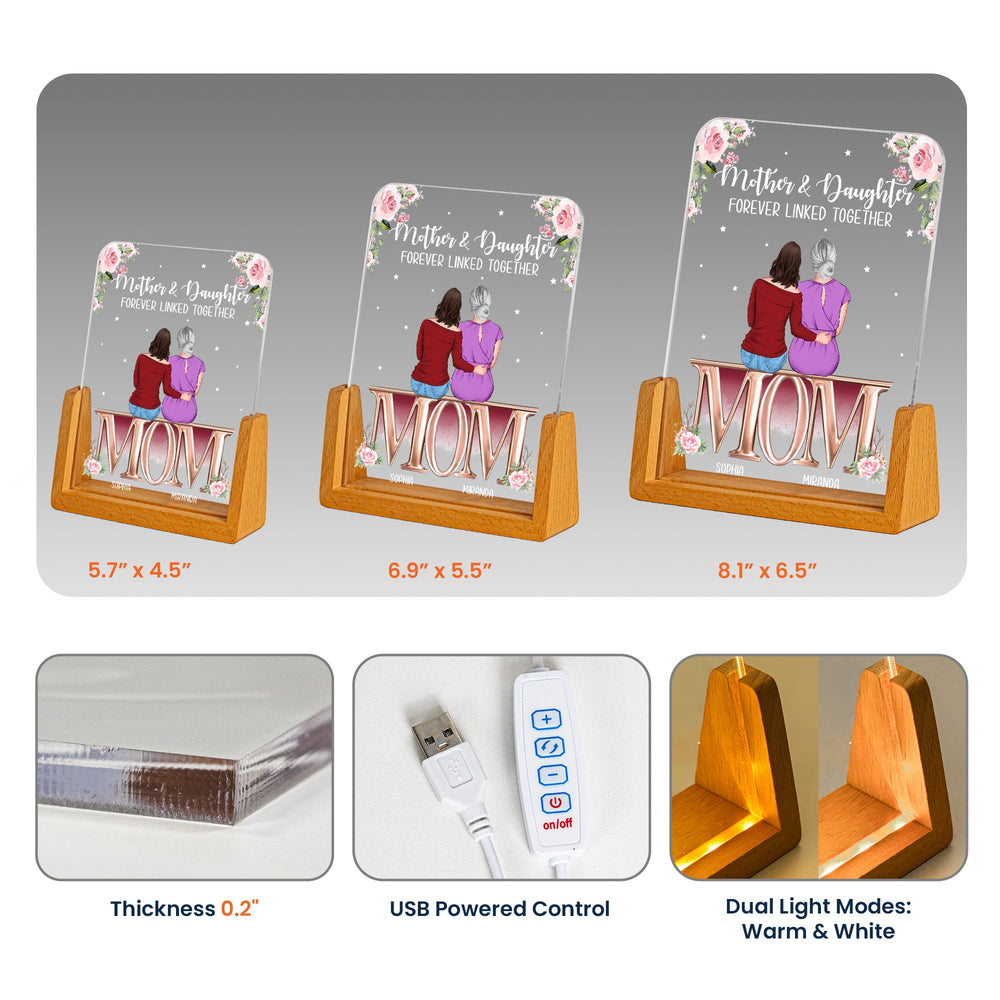 Mother & Daughter Forever Linked Together Mother's Day Gift For Mom - Personalized Night Light
