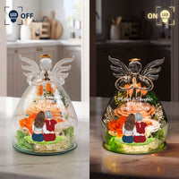 Mother & Daughter Forever Linked Together - Personalized Flower In Glass Angel Figurines